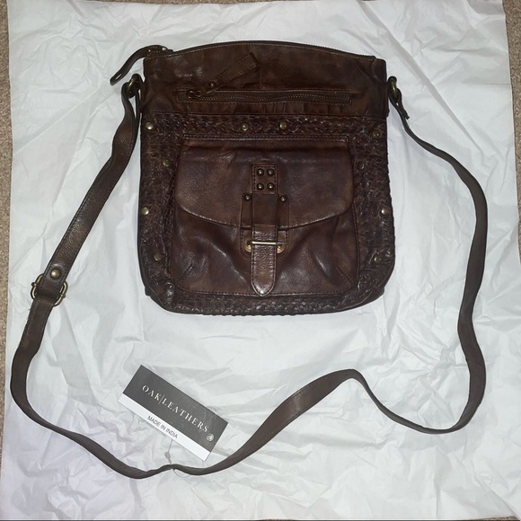 DARK BROWN LEATHER SATCHEL CROSS BODY - Picture 4 of 10